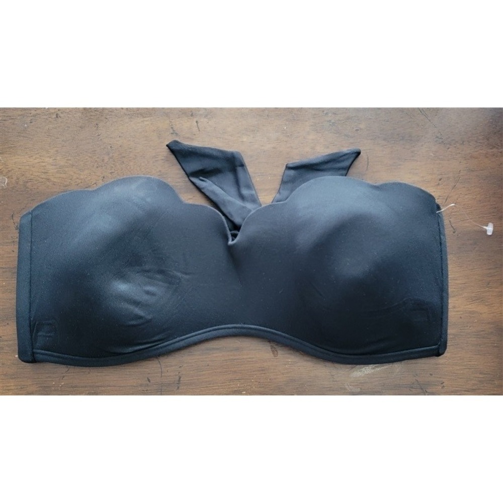 NWOT Seafolly 8 USA Petal Bandeau Bra Bikini Bikini Top Black 132405